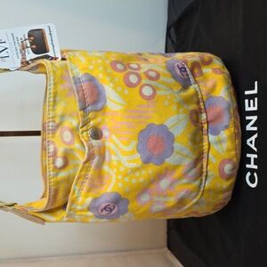 Chanel Cruise Floral Canvas 2002 Bucket Bag RARE only one season of production